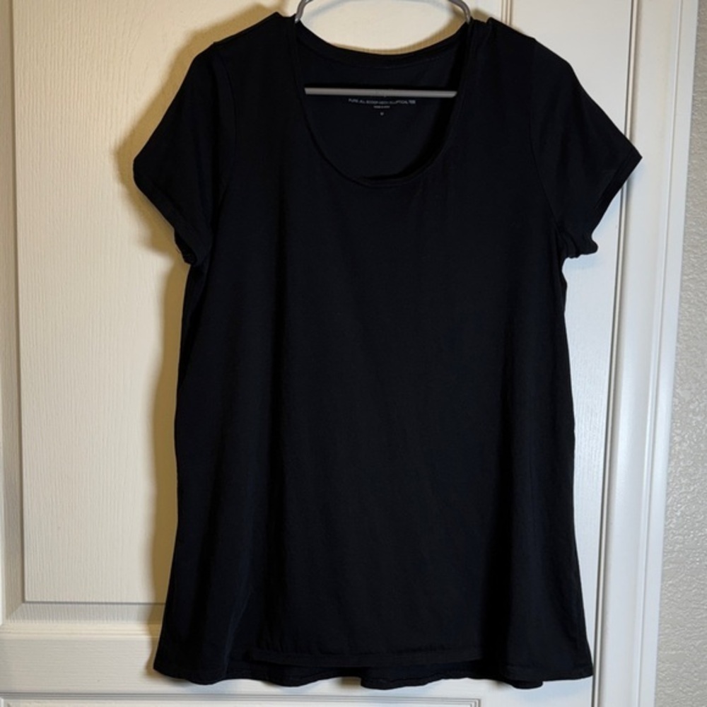 Purejill J. Jill Pure Jill Scoop Neck Elliptical Black Shirt Size Med EUC #2223